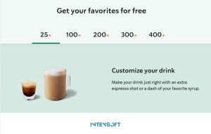 This screenshot illustrates some benefits of the Starbucks Rewards loyalty program. 