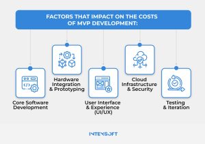 This image shows what the costs of MVP development typically include. 