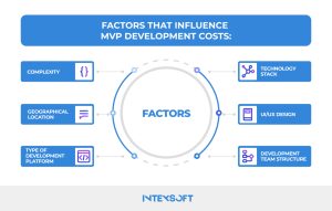 This image shows the factors that influence MVP development costs. 