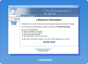 This image shows the homepage of an early version of Facebook.