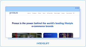 This screenshot shows the Prosus official website page.